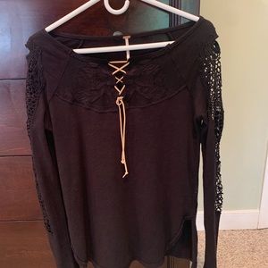 Free people long sleeve black top size XS
